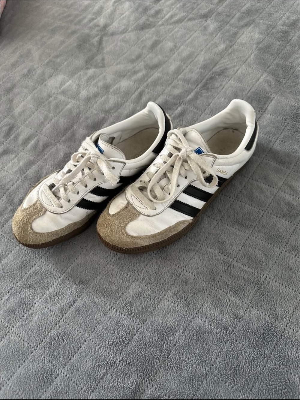 adidas White Black Suede-Trim Low Sneakers